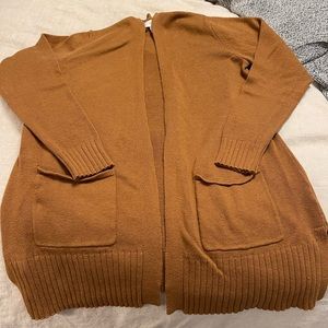Camel, rust orange cardigan